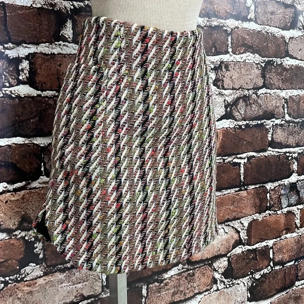 .OBJECT Tweed Skirt Mini Colorful Red Cream Size 40 - Picture 7 of 17